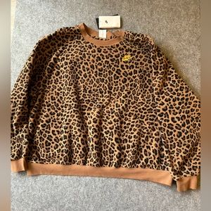 Nike Cheetah print teddy crewneck